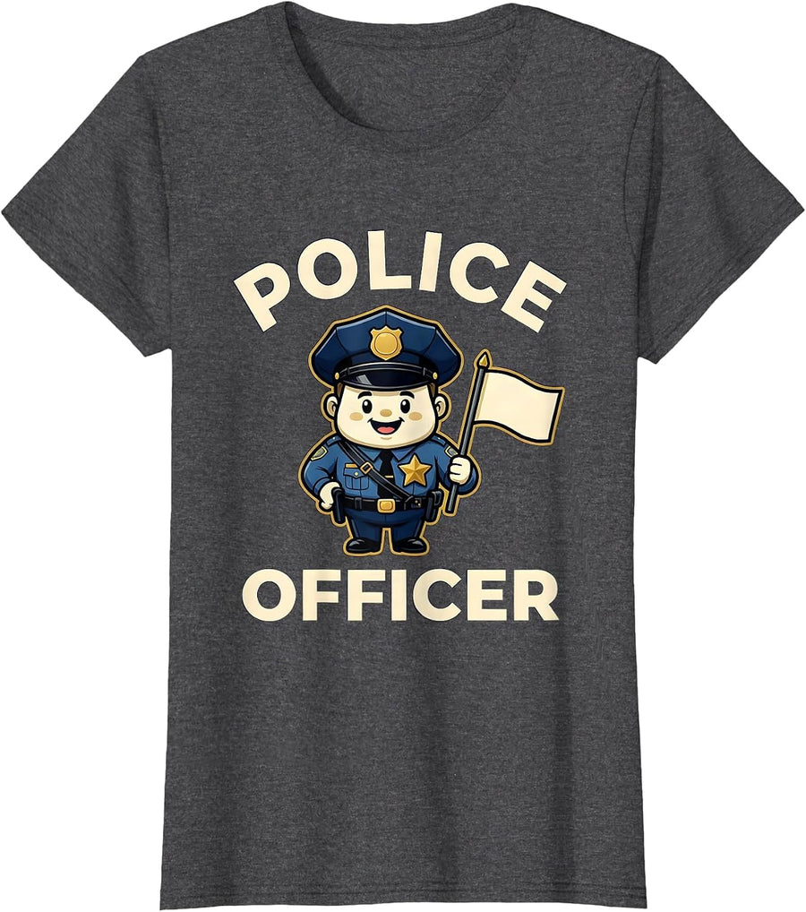 Women's POLICE OFFICER Funny Halloween Costume Police Cop Kids T-Shirt - Dark Heather Grey