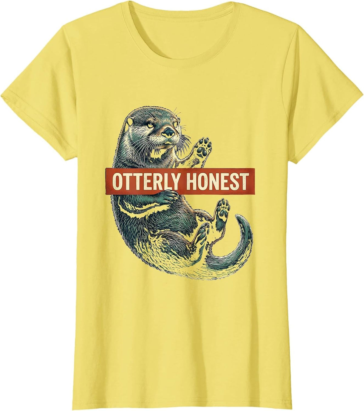 Otterly Honest Funny Otter Lover Humor Gift For Otter T-Shirt, Women, Lemon Yellow, 3X-Large - As Pictured