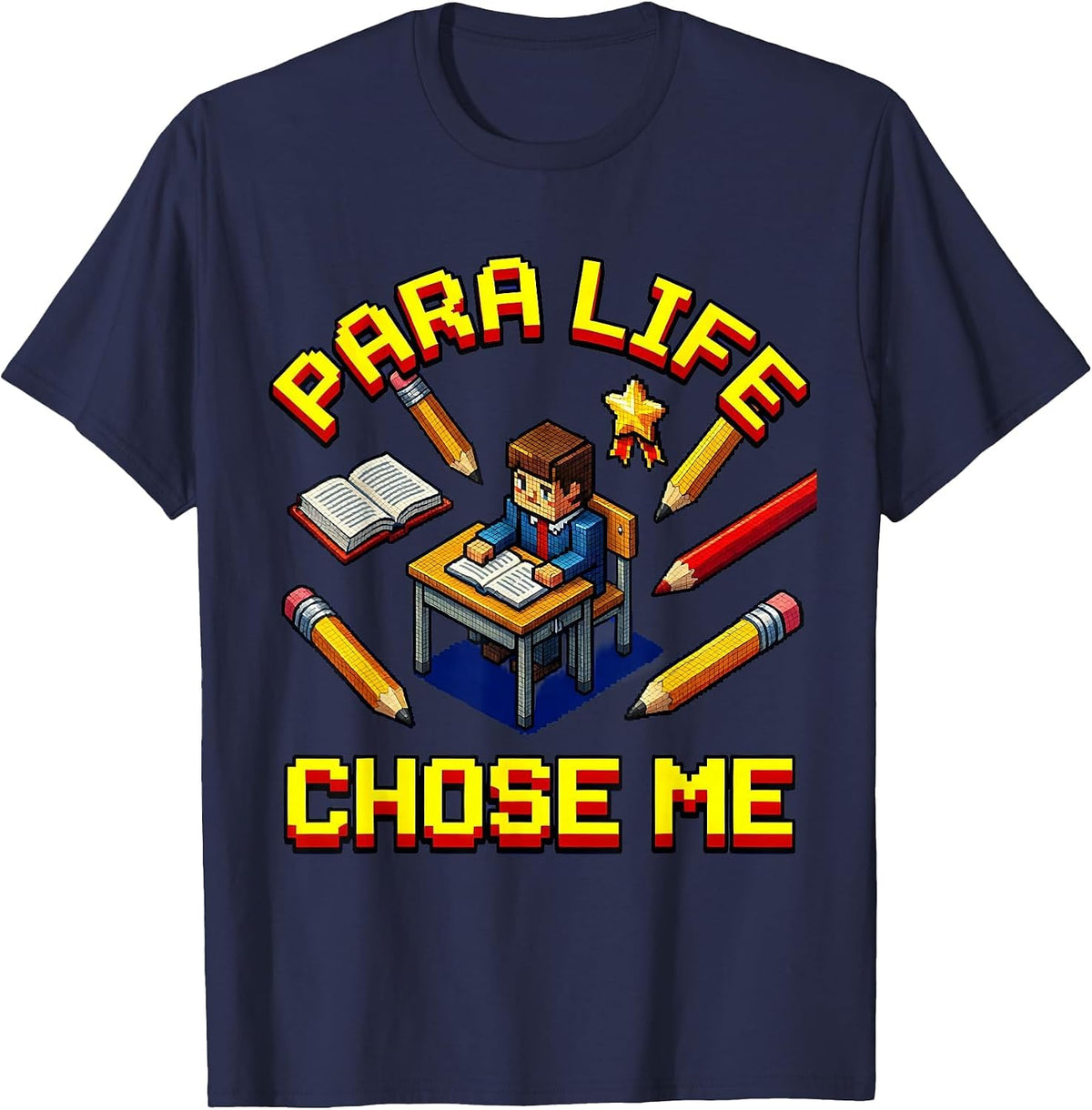 Men's Para Life Chose Me Paraprofessional Design T-Shirt - Navy Blue