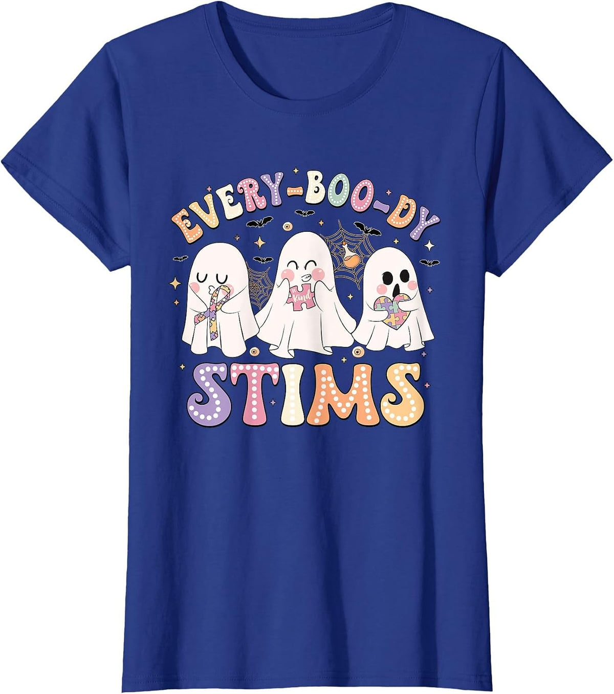 Everyboody Stims Halloween Special Education Spooky Autism T-Shirt - Royal Blue