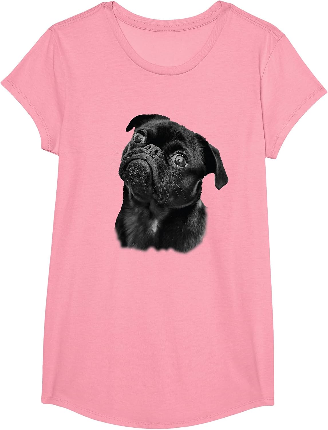 Pug Shirt for Dog Mom Dad Funny Cute Black Pug T-Shirt - Girls Pink
