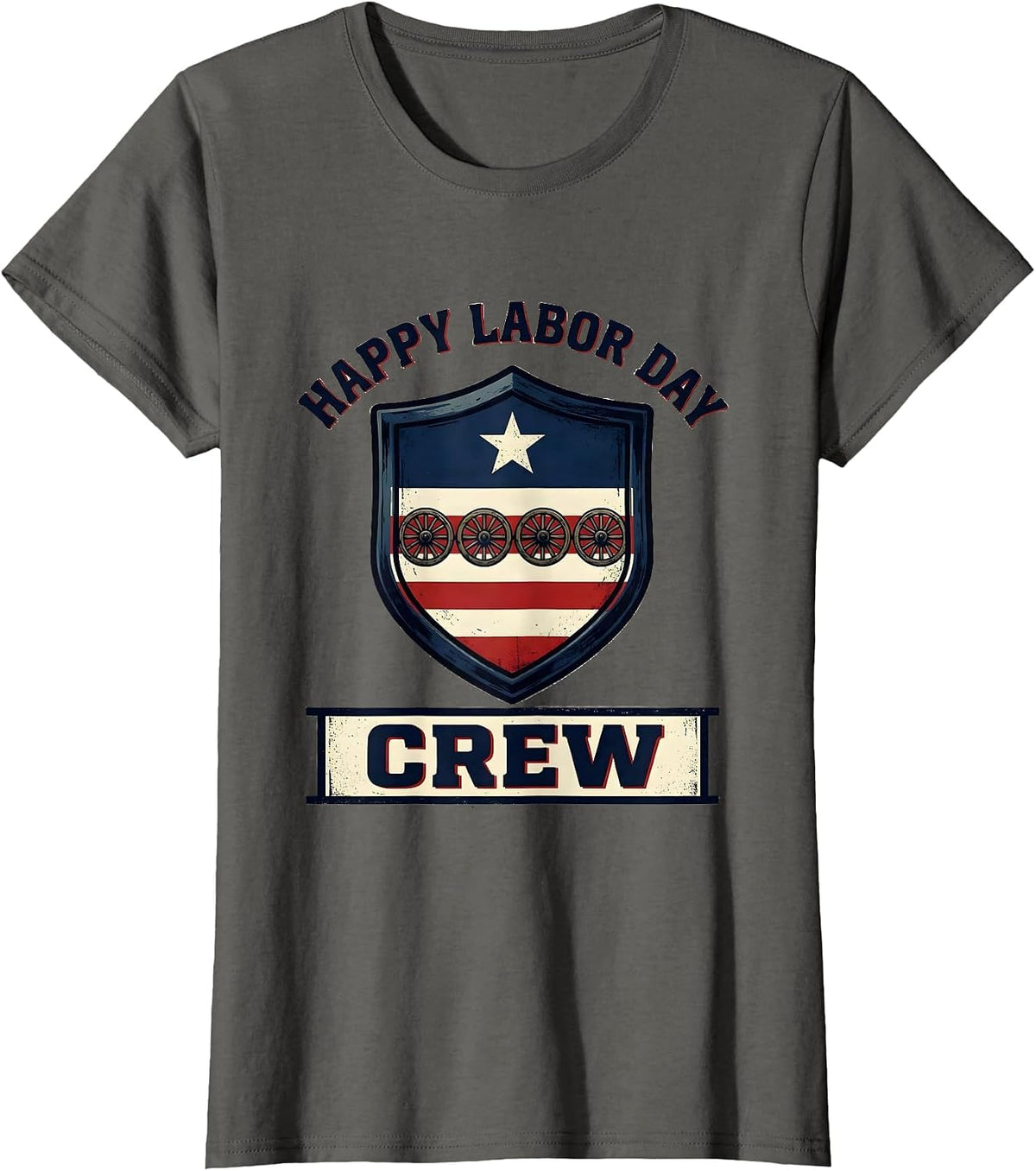 Women's Happy Labor Day Crew Patriotic Americana Labor Day Gift T-Shirt - Asphalt Grey