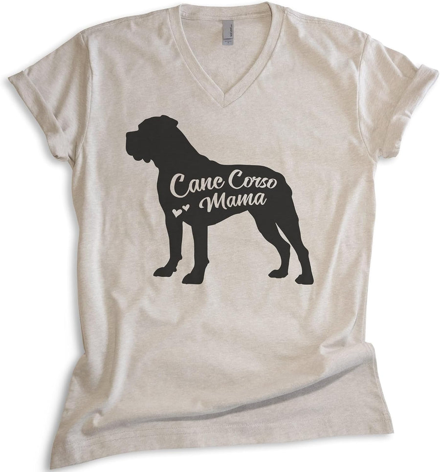 EVERTREE CLOTHING Cane Corso Mama V-Neck T-Shirt, Unisex Women's V-Neck Shirt, Cane Corso Owner, Funny Dog Mama Gift - Light