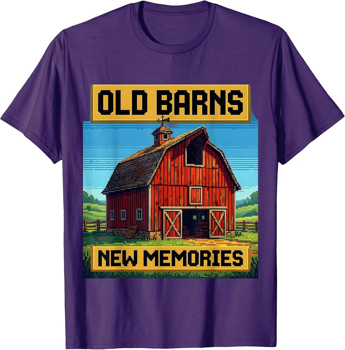 Old Barns New Memories Rustic Farm Design T-Shirt - Purple