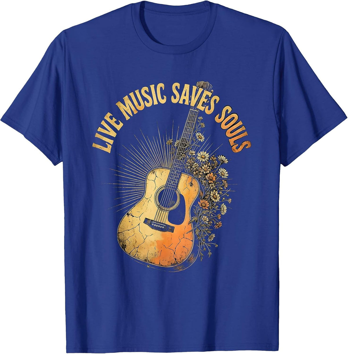 Live Music Saves Souls Concert Fan Design T-Shirt - Royal Blue