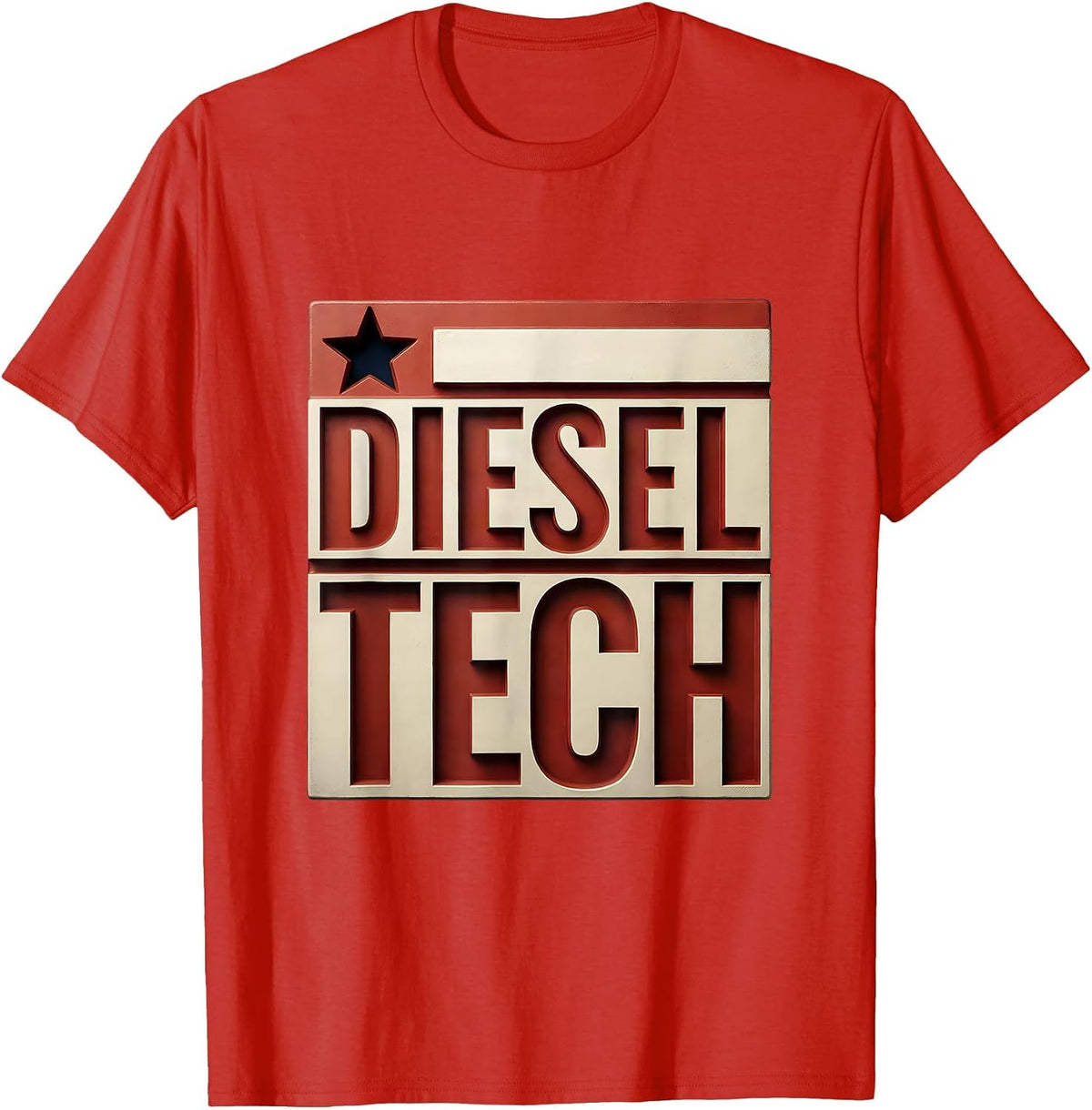 Men's Diesel Tech Patriotic Mechanic Oilfield Worker American Flag T-Shirt - Red