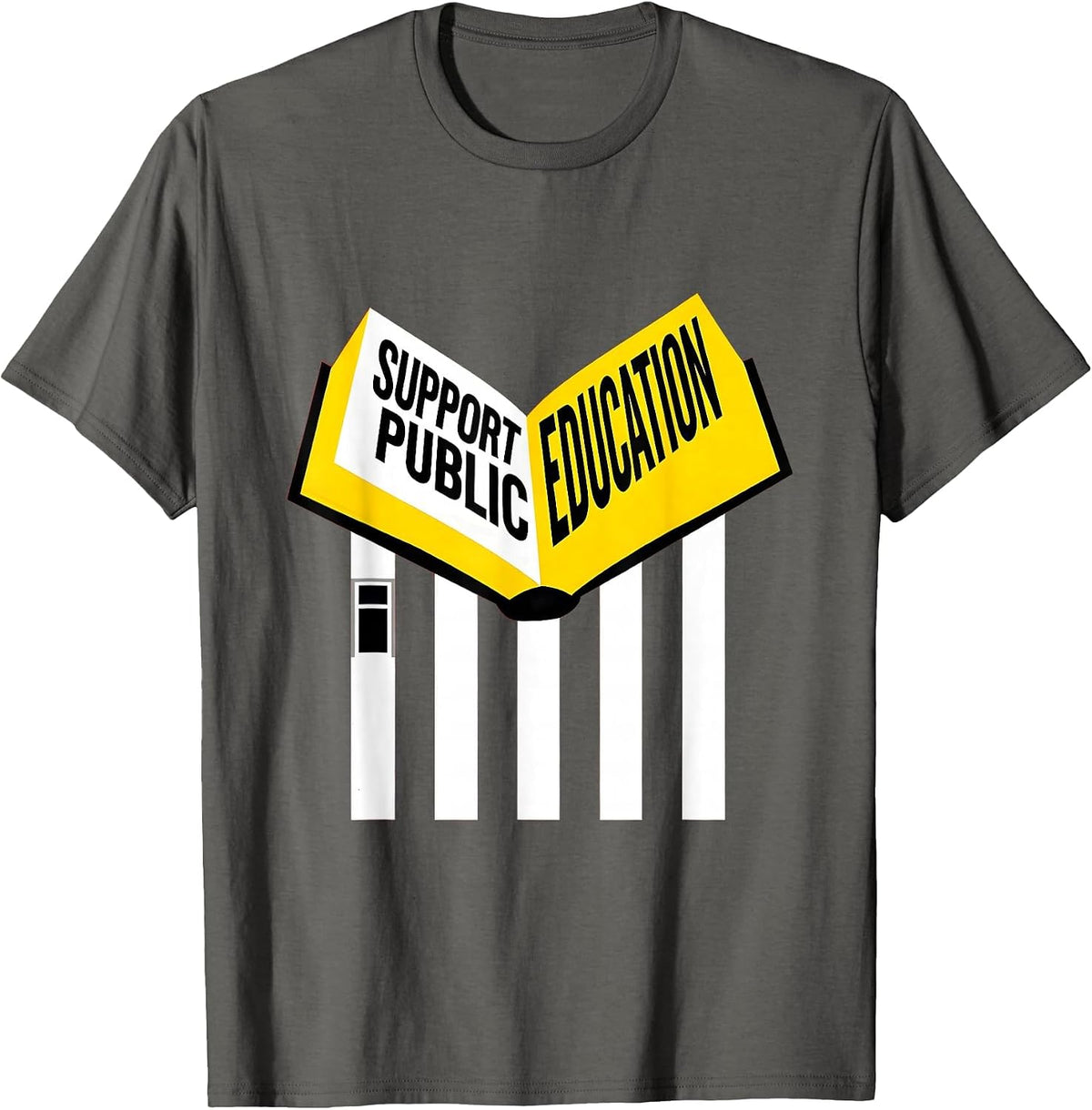 Support Public Education Bauhaus Teacher Red For Ed Protest T-Shirt - Asphalt Grey