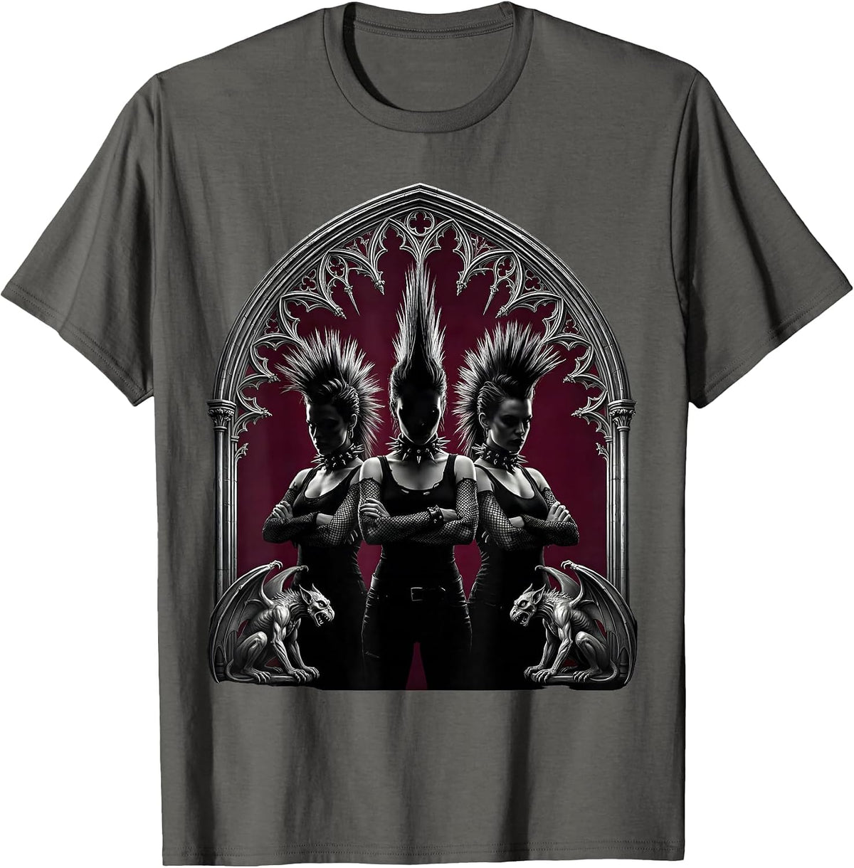 Punk Squad Crossed Arms Attitude Group Graphic T-Shirt - Asphalt Grey
