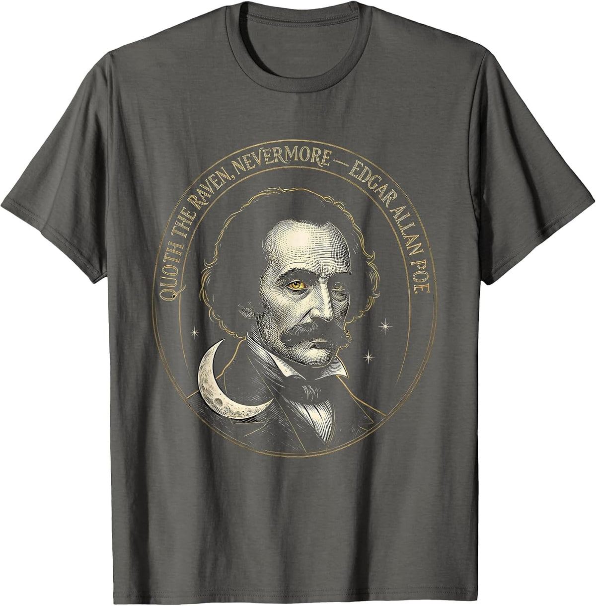 Quoth The Raven Nevermore Edgar Allan Poe Gothic T-Shirt - Asphalt Grey