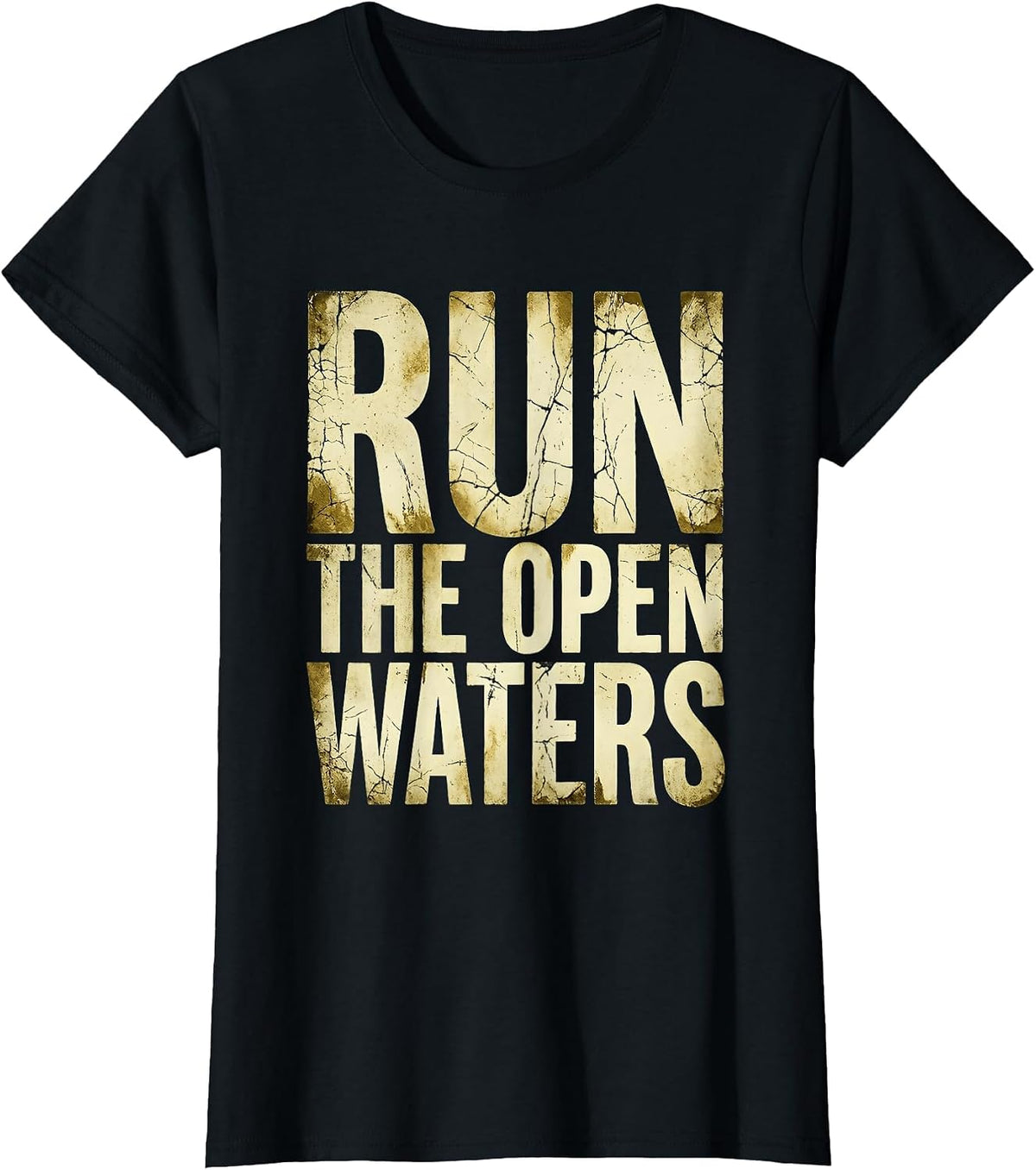 Run the Open Waters Navy Nautical Design T-Shirt - Black