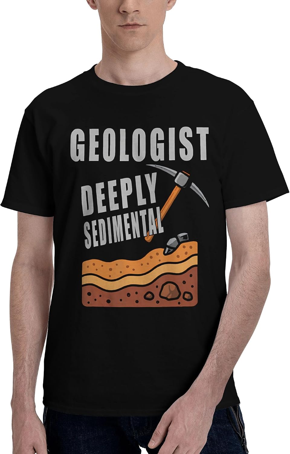 Men's T-Shirt,Geologist Sedimental,Classic Crew Neck Soft Cotton Daily Tee - As Pictured