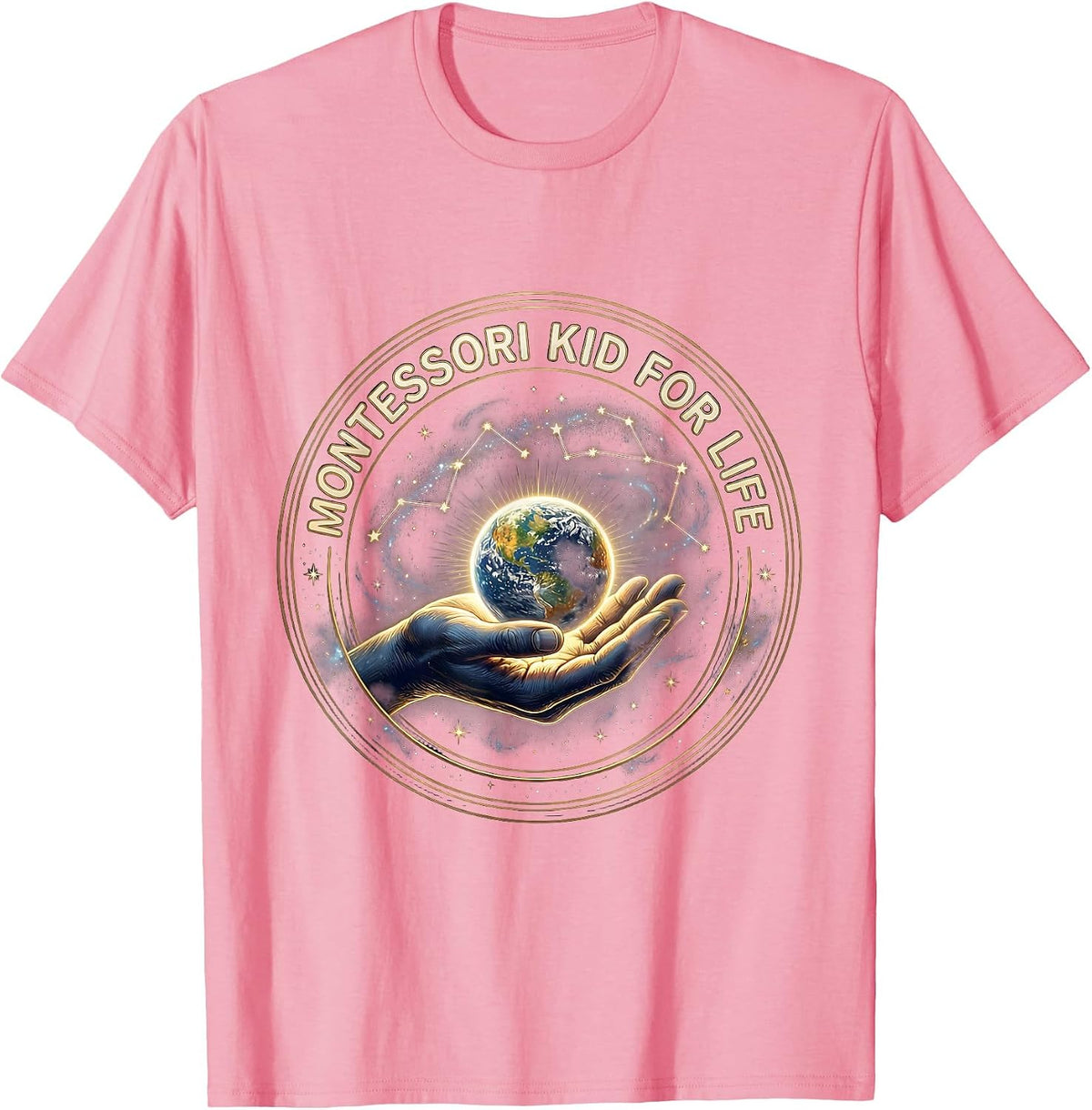 Montessori Kid For Life Back to School Design T-Shirt - Pink