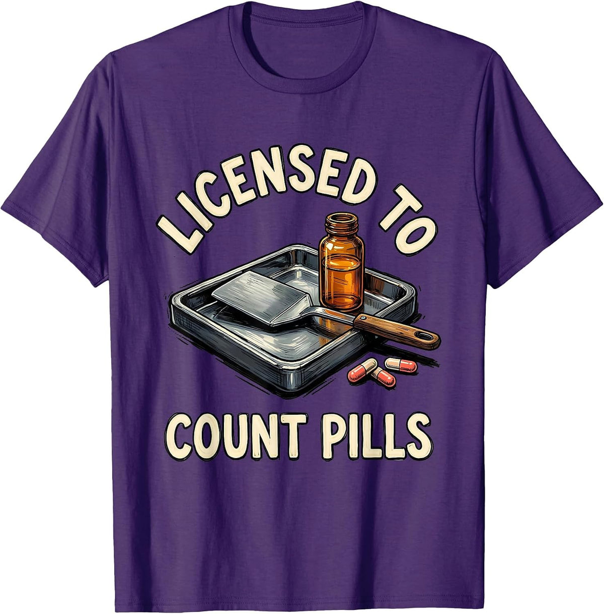 Men's Licensed To Count Pills Funny Pharmacy Tech Pharmacist T-Shirt - Purple