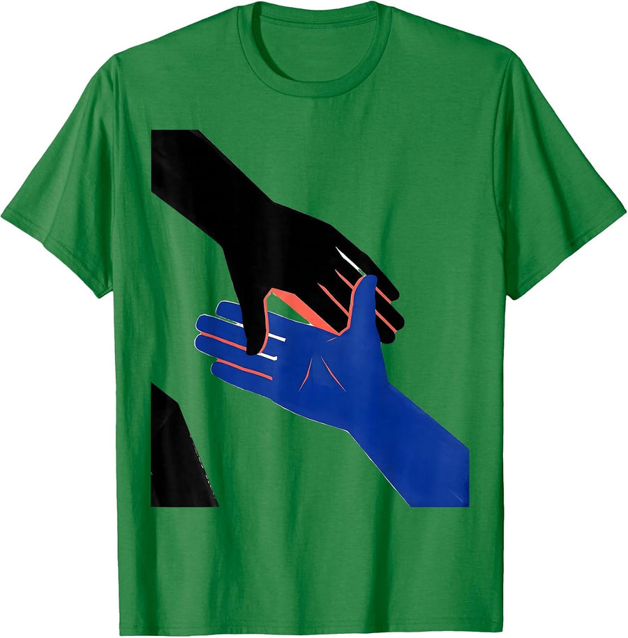 Men's Interlocked Hands ASL Teacher Deaf Awareness Geometric T-Shirt - Kelly Green