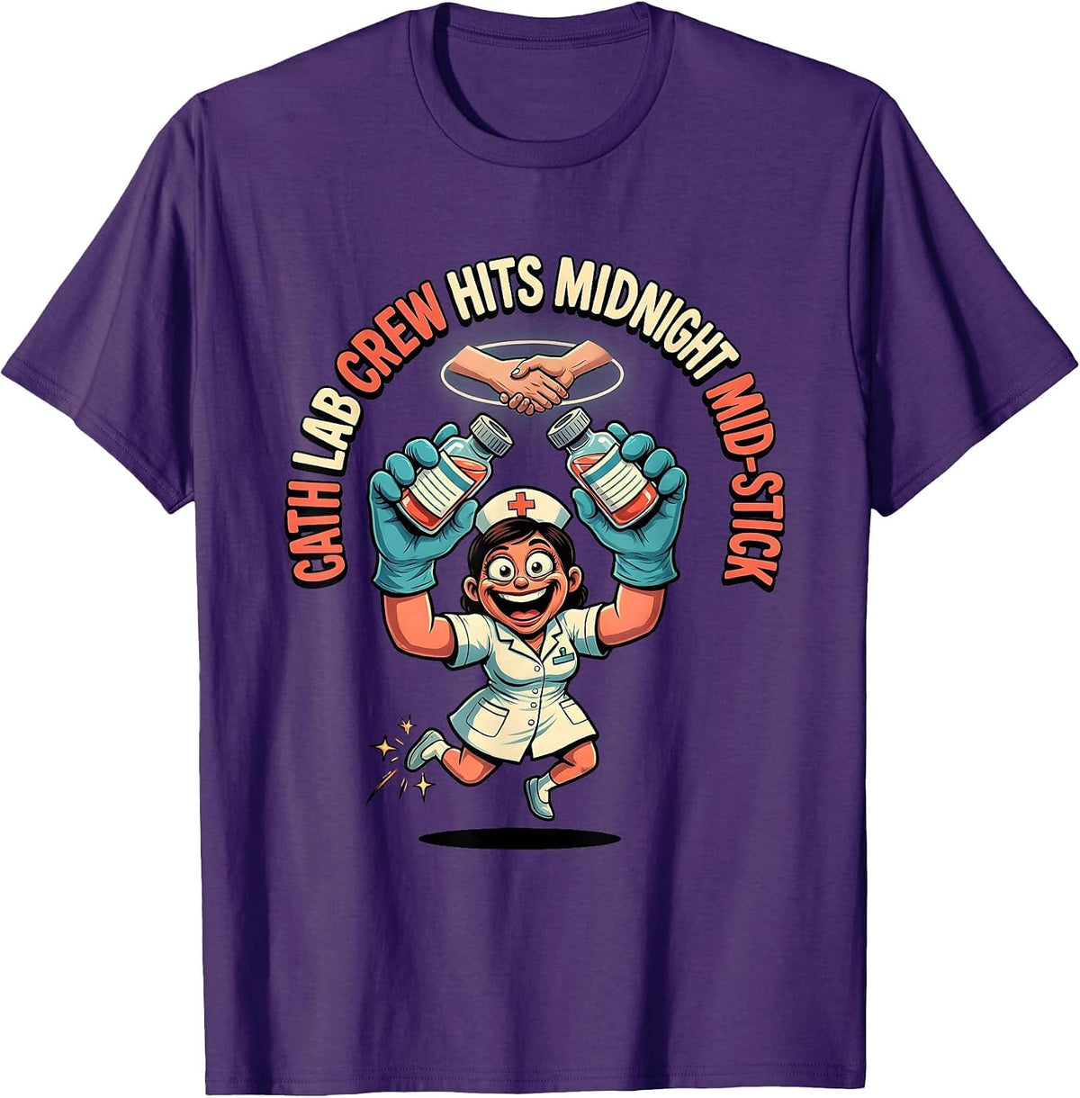 CATH LAB CREW HITS MIDNIGHT MID-STICK Funny Nurse New Year T-Shirt - Purple