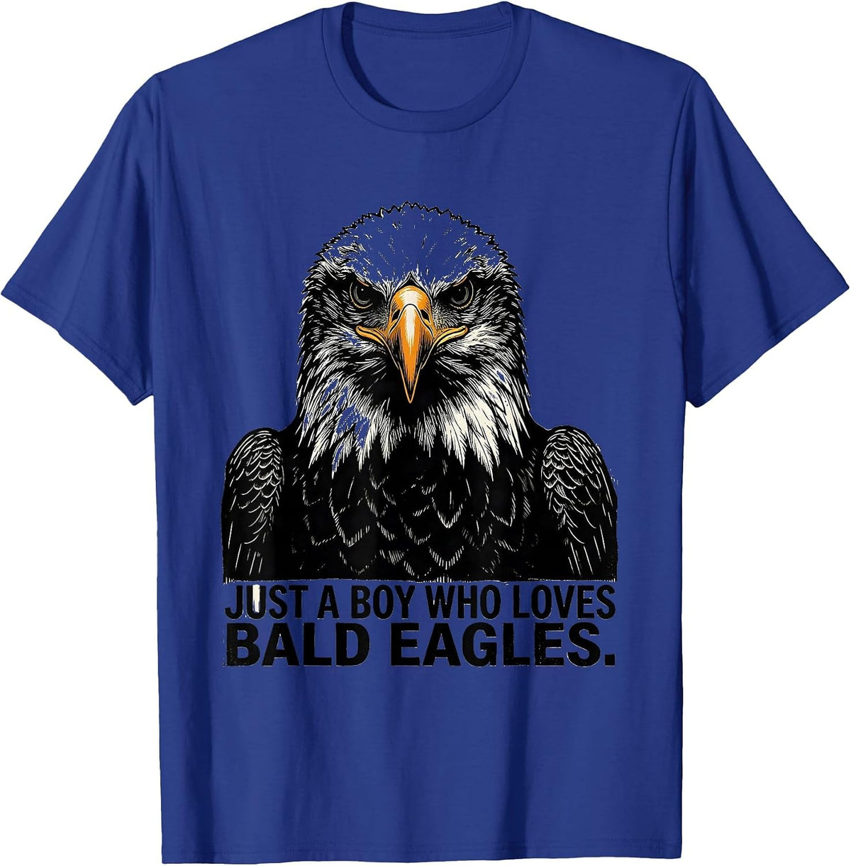 Men's Just A Boy Who Loves Bald Eagles Funny Eagle Mascot Novelty T-Shirt - Royal Blue