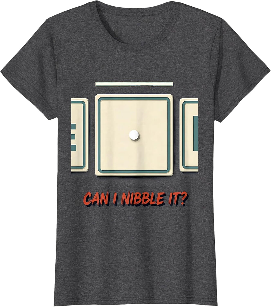 Women's Can I Nibble It Funny Periodic Table Chemistry Teacher Humor T-Shirt - Dark Heather Grey