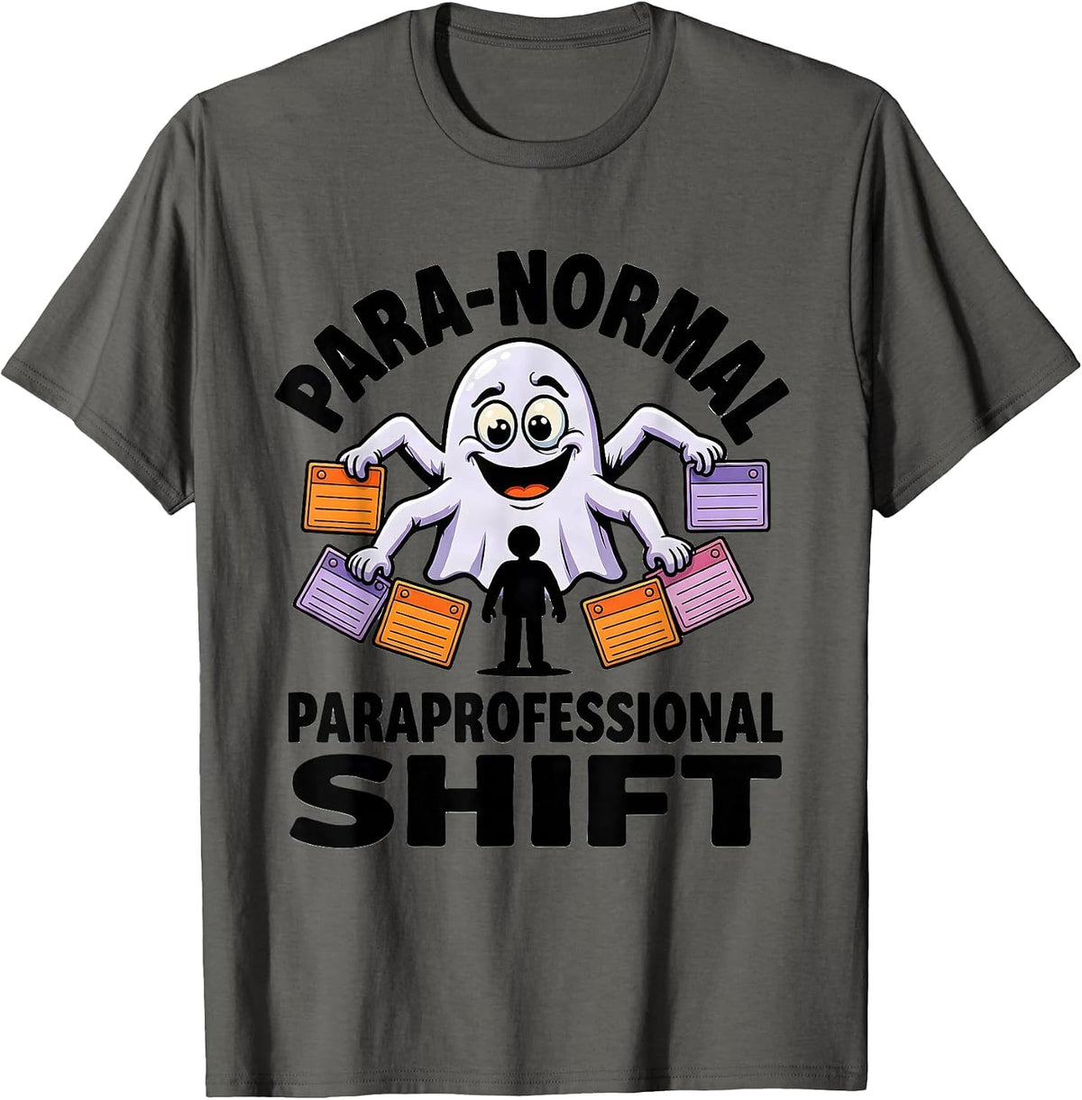 Para-Normal Paraprofessional Shift Funny Ghost SpEd T-Shirt - Asphalt Grey
