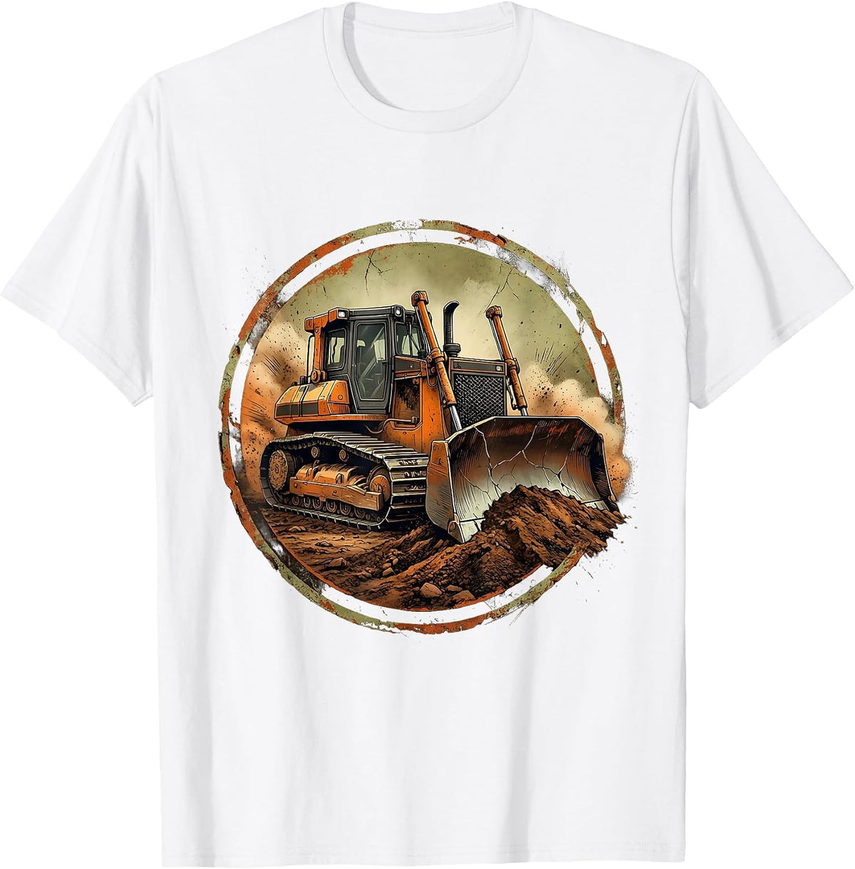 Labor Day Bulldozer Worksite Graphic Tee T-Shirt - White