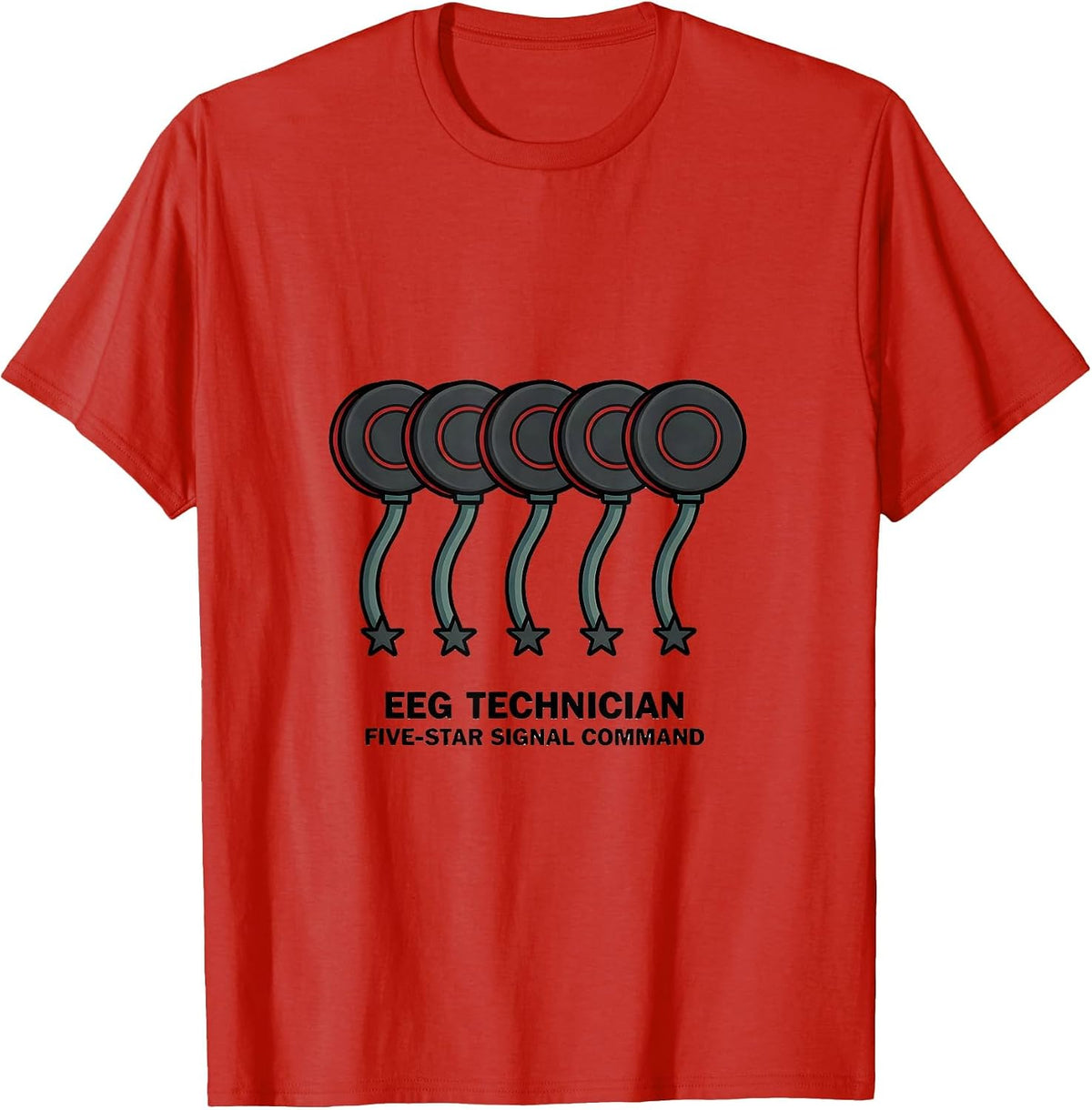 Men's EEG Technician, Five-Star Signal Command Neuro Tech T-Shirt - Red
