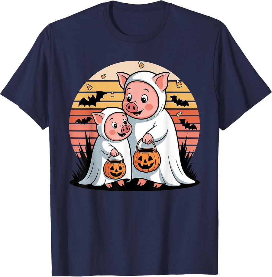 Halloween Pig Ghost Pigs T-Shirt - Navy Blue