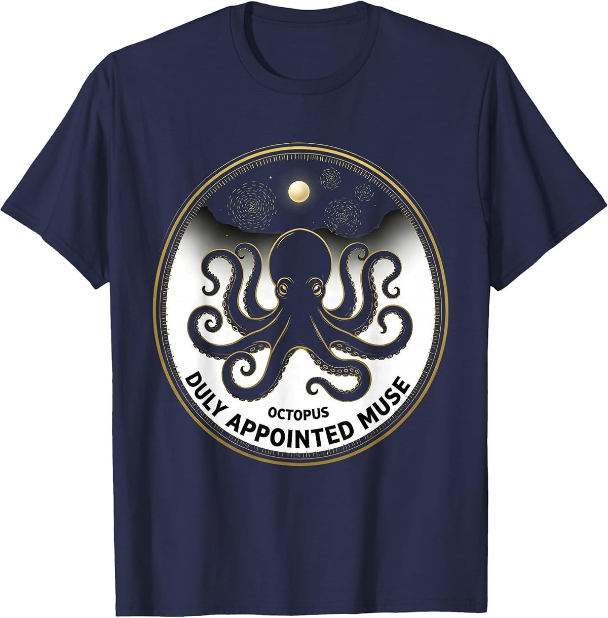 Men's Octopus Duly Appointed Muse Whimsical Art Meme Pet Lover T-Shirt - Navy Blue