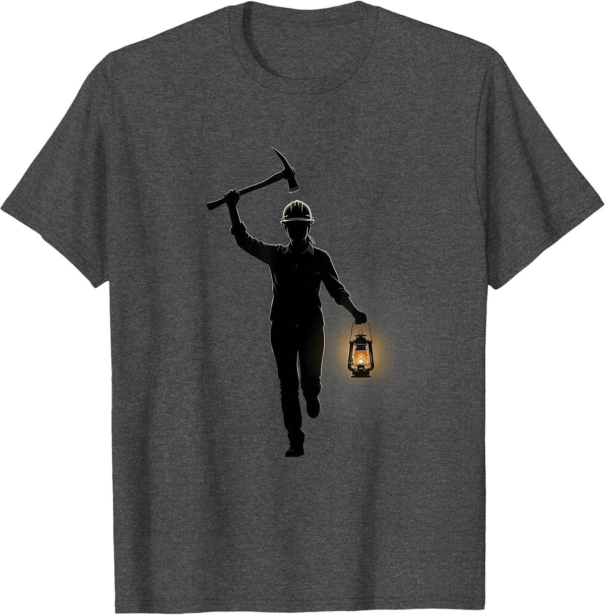 Coal Miner Labor Day Graphic Tee with Lantern T-Shirt - Dark Heather Grey