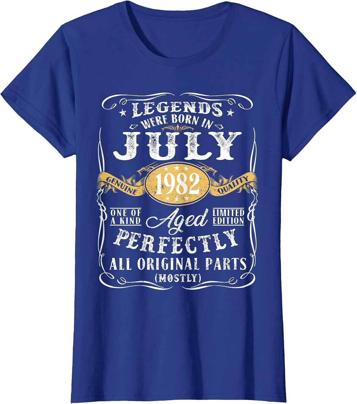 40th Birthday Decoration Legends were Born in July 1982 T-Shirt - Royal Blue