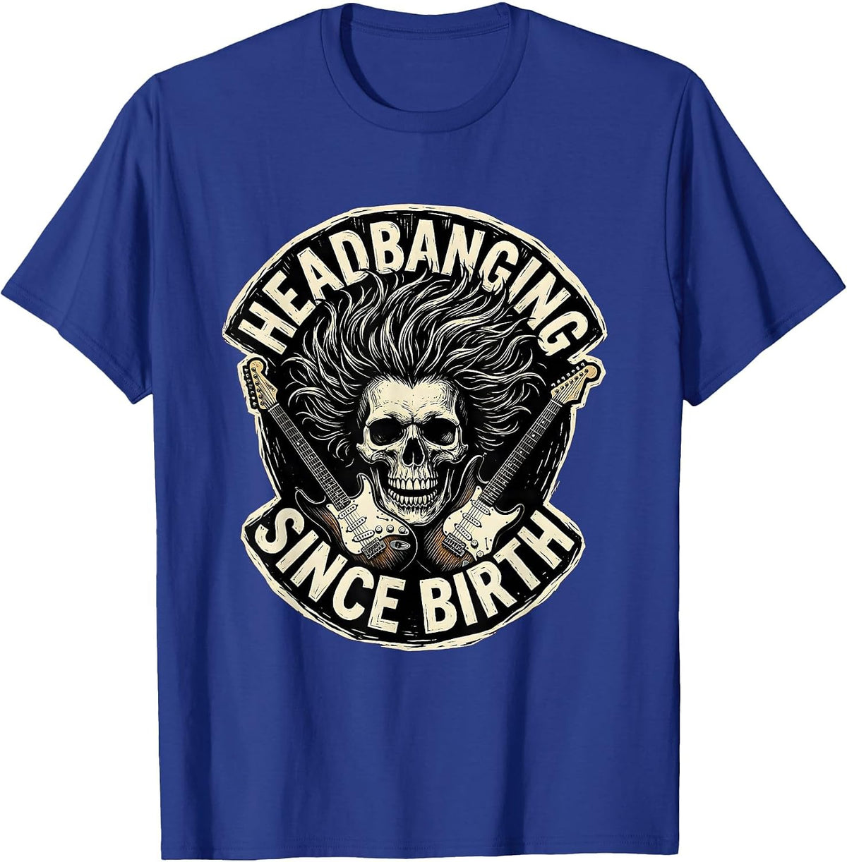 Headbanging Since Birth Rock and Roll Design T-Shirt - Royal Blue