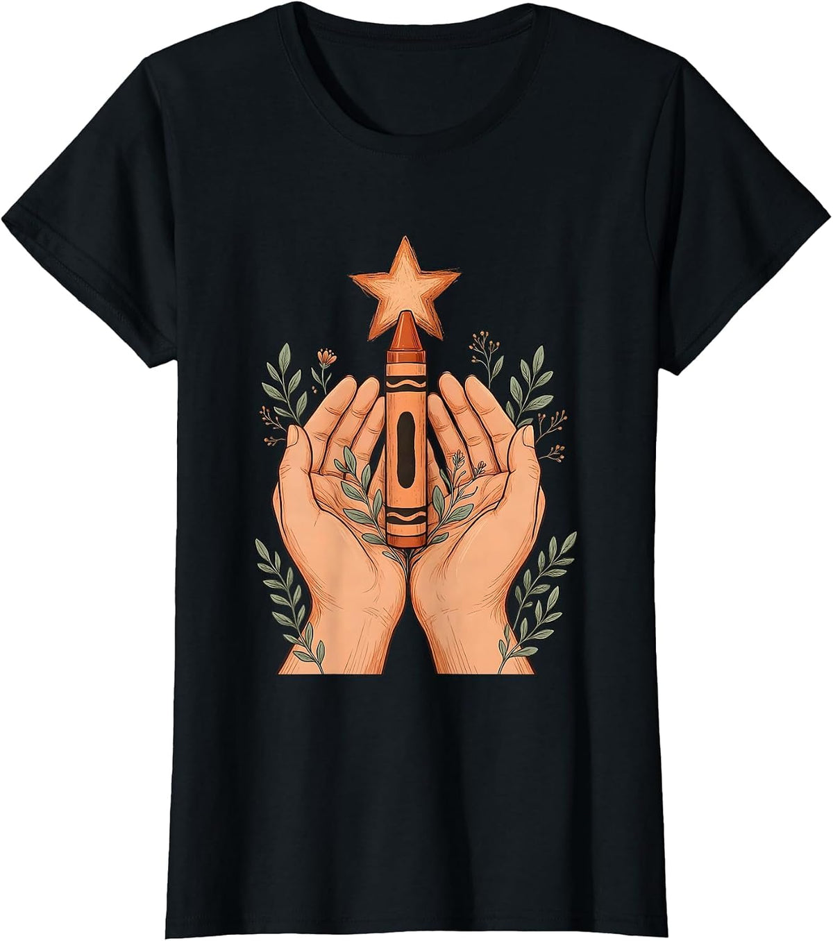Sped Teacher Crayon Star Illustration Gift T-Shirt - Black