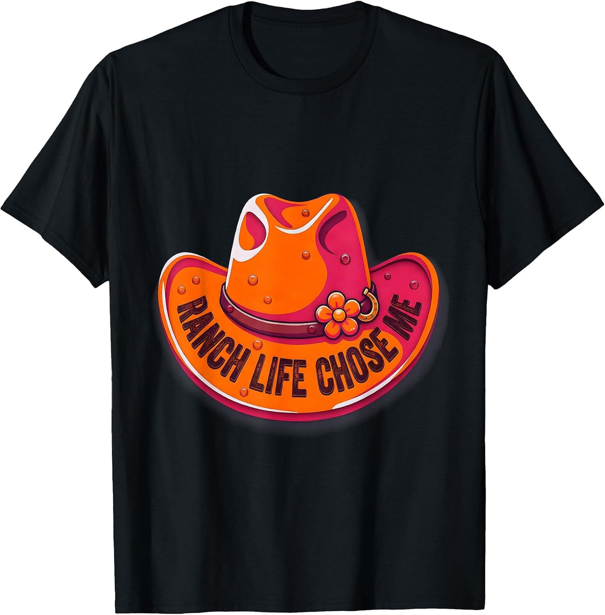 Men's Ranch Life Chose Me Cowboy Western Design T-Shirt - Black