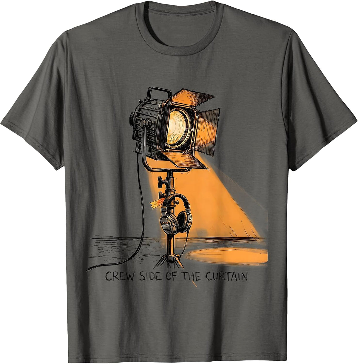 Crew Side Of The Curtain Musical Theatre Nerd Humor T-Shirt - Asphalt Grey