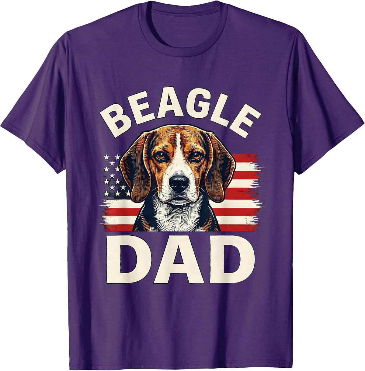 Men's Beagle Dad Patriotic 4th Of July Truck Lover Gift T-Shirt - Purple