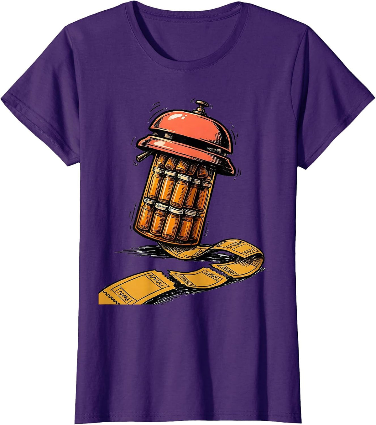 Women's Counter Bell Pharmacy Tech Occupational Humor T-Shirt - Purple