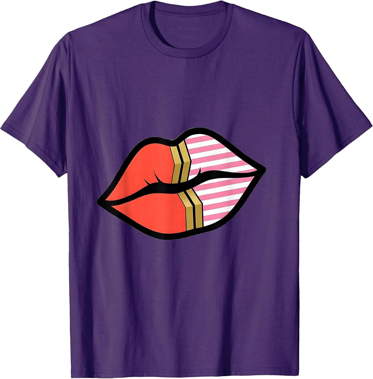 Gigi Lipstick Kiss Mark Vanity Mirror Graphic T-Shirt - Purple