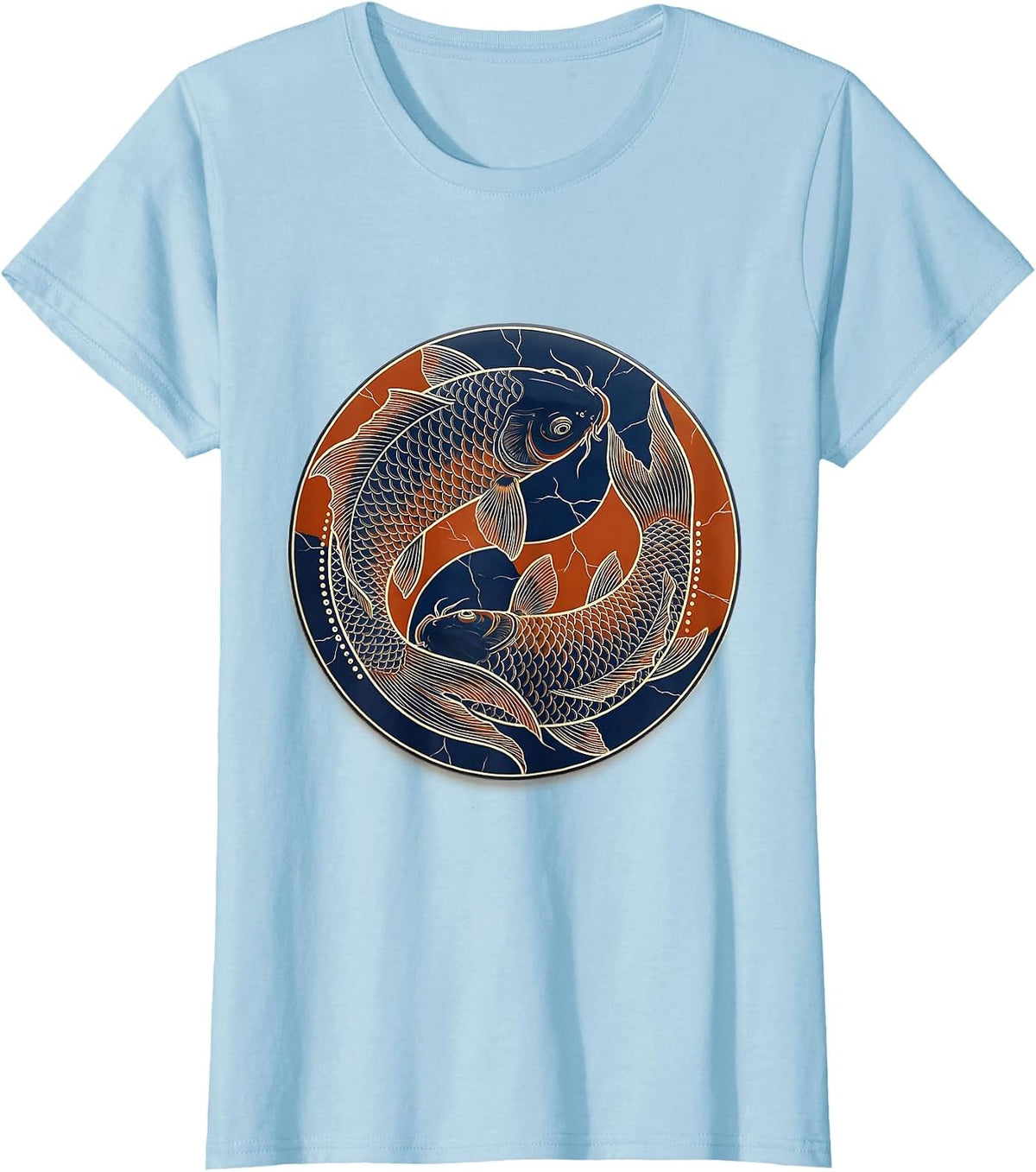 Koi Fish Tie Dye Color Pools Graphic T-Shirt - Baby Blue
