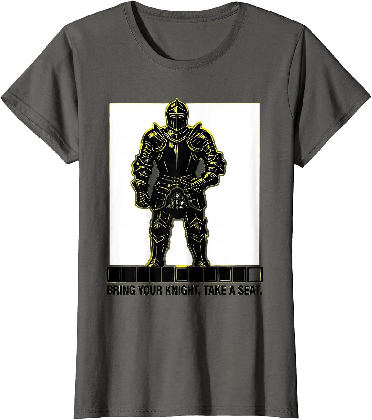 Women's Bring Your Knight Take A Seat Funny Chess Player Gift Chess T-Shirt - Asphalt Grey