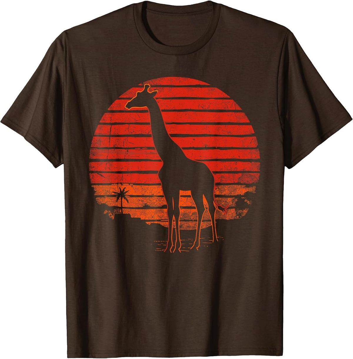 Vintage Giraffe 80s Funny Giraffe Lover Wild Animals Lover T-Shirt - Brown