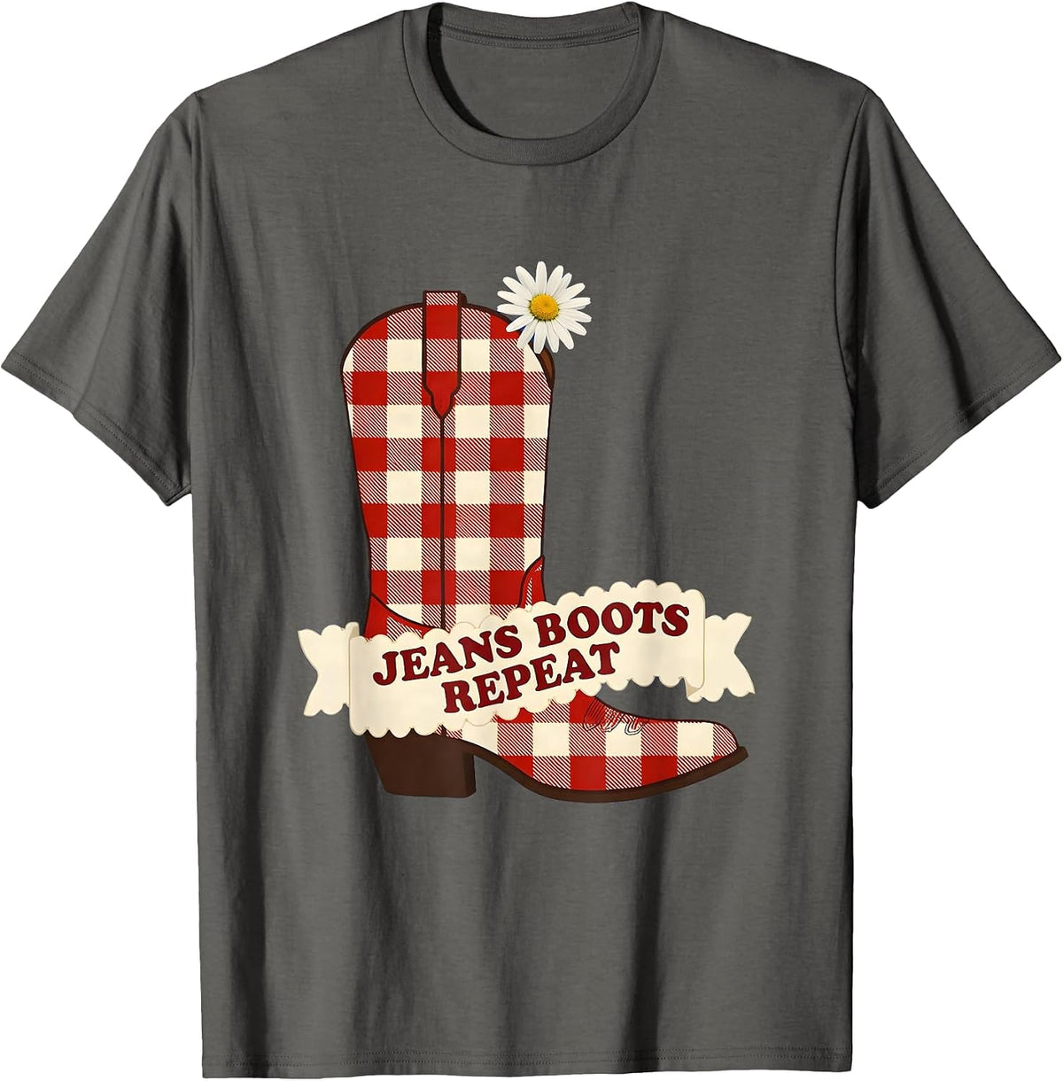 Men's Jeans Boots Repeat Country Life Graphic Design T-Shirt - Asphalt Grey