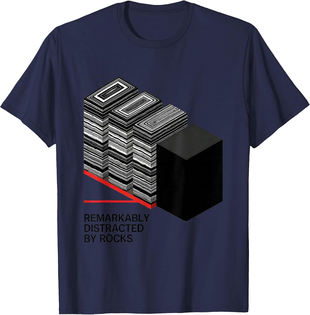 Remarkably Distracted By Rocks Funny Geologist Rock T-Shirt - Navy Blue