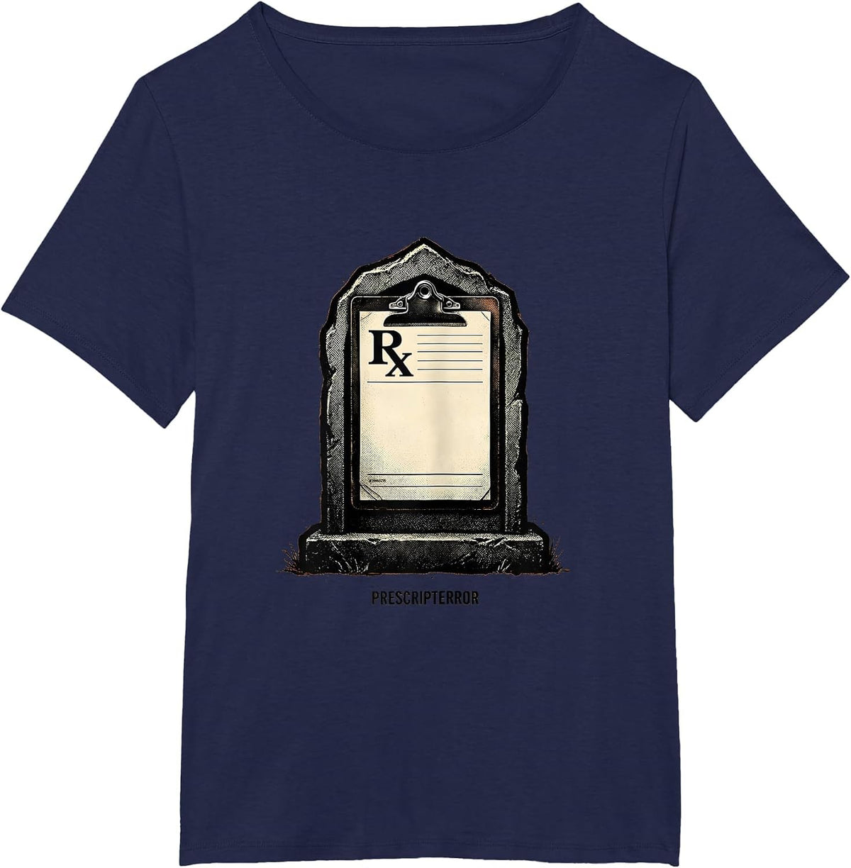 Women's Prescripterror Funny Pharmacy Halloween Pharmacist Tech Crew T-Shirt - Navy Blue
