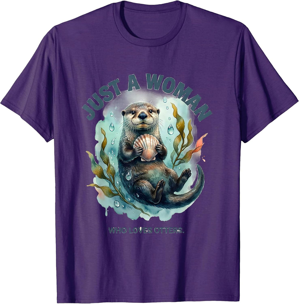 Just A Woman Who Loves Otters Funny Otter Lover Gift T-Shirt - Purple