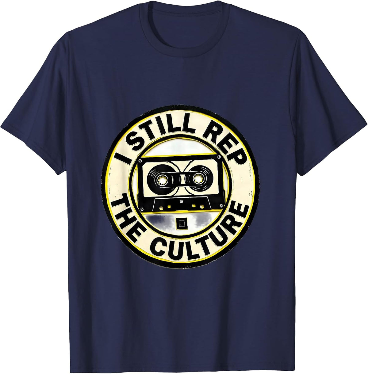 Men's I Still Rep The Culture Stencil Graphic Hip Hop Rap T-Shirt - Navy Blue