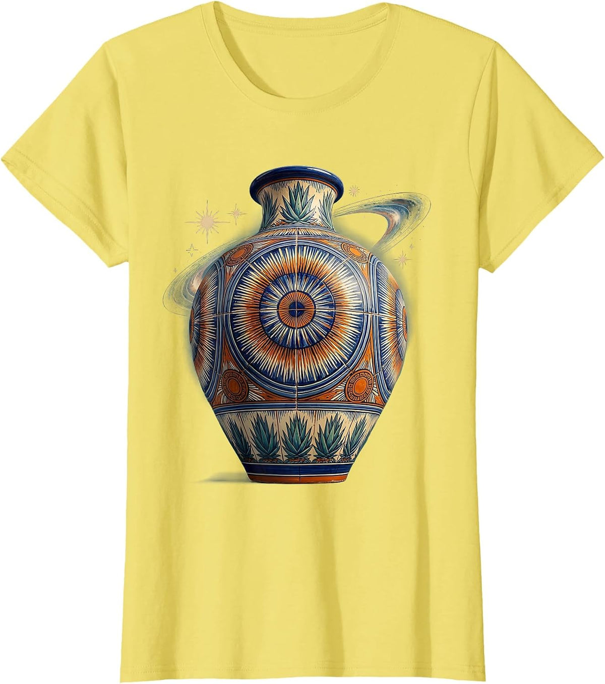 Talavera Pottery Vase Hispanic Heritage Art T-Shirt - Lemon Yellow