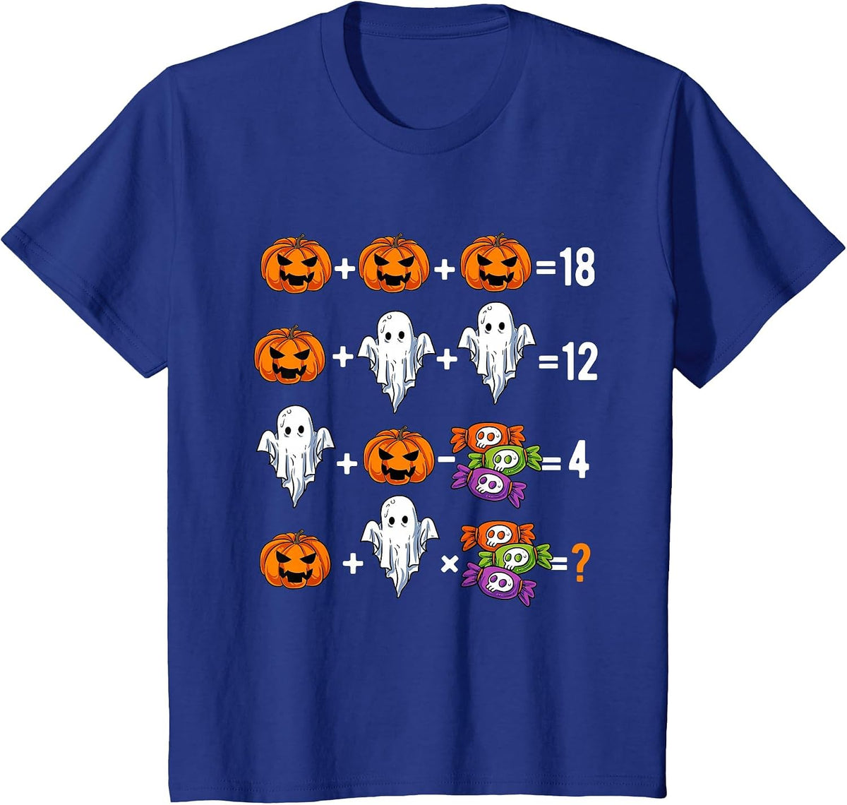 Math Teacher Humor Halloween Quiz Order of Operations T-Shirt - Royal Blue