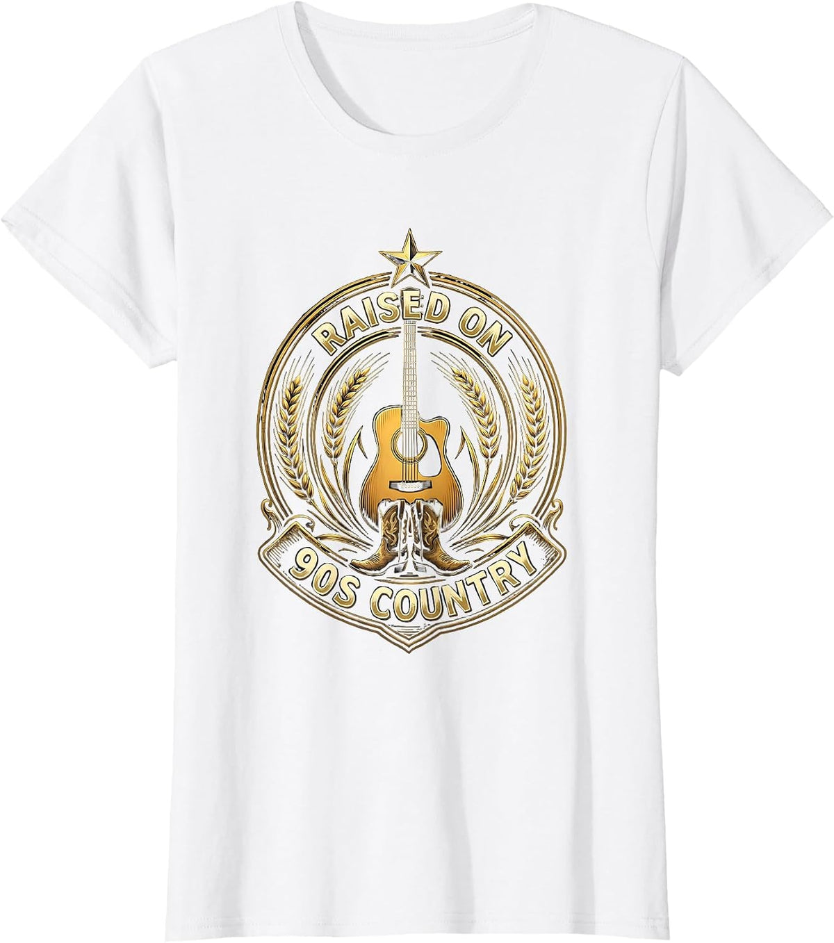 Raised on 90s Country Music Graphic Design T-Shirt - White