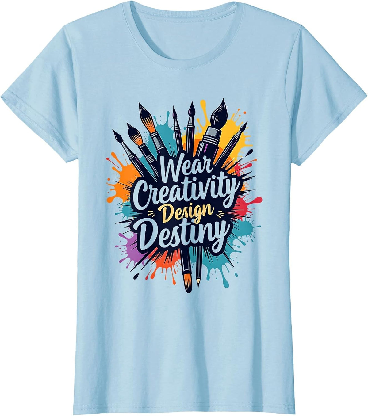 Wear Creativity Design Destiny Creative Graphic T-Shirt - Baby Blue