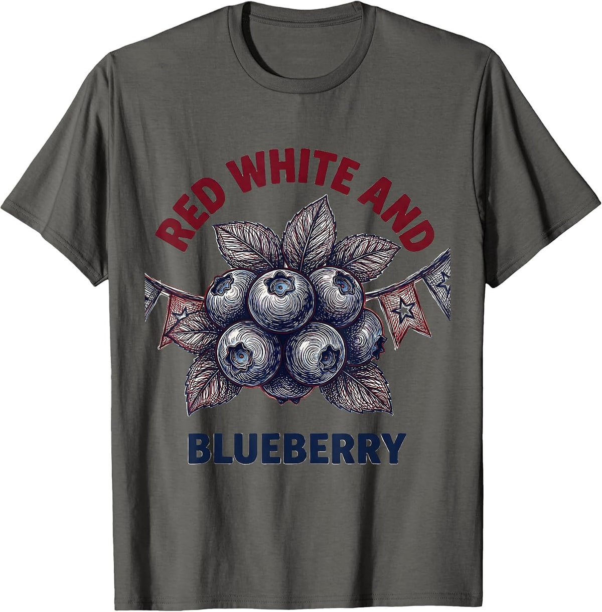 Men's Red White and Blueberry Patriotic Design T-Shirt - Asphalt Grey