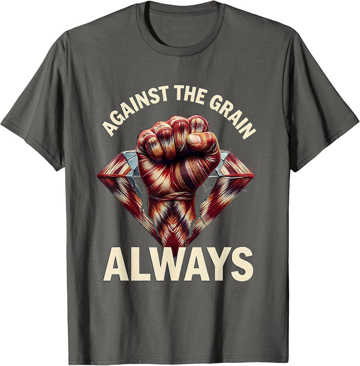 Against the Grain Always Punk Rebel Design T-Shirt - Asphalt Grey