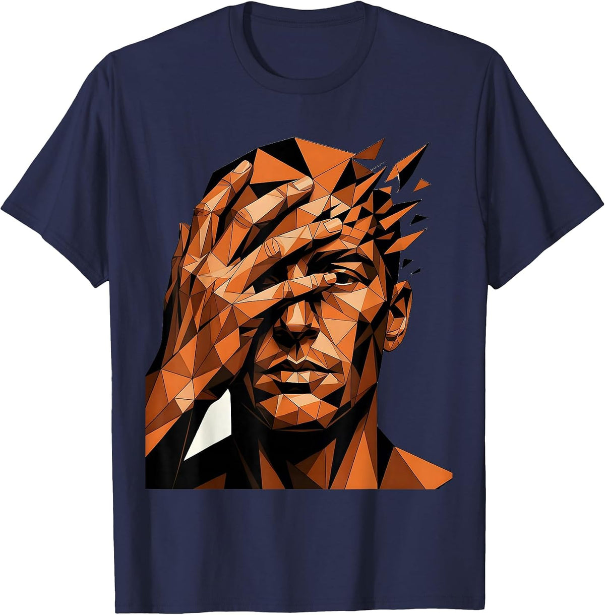 Hand Sculpting Clay Face Pottery Art Design T-Shirt - Navy Blue